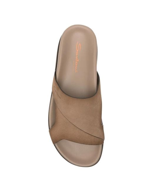 Santoni Brown Crossover-Strap Leather Sandals for men