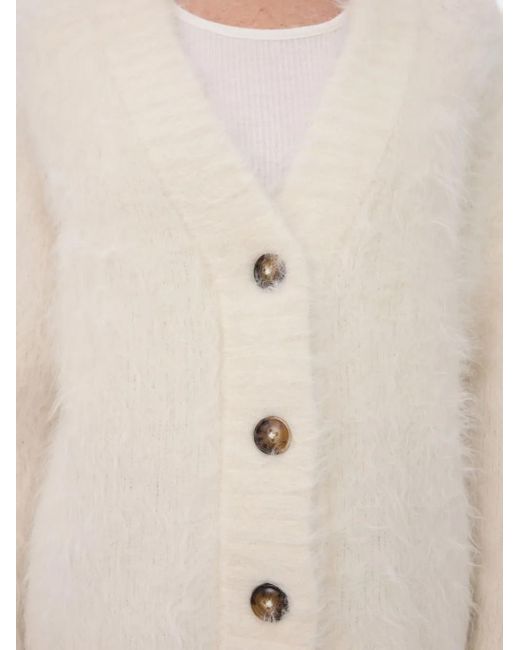 Loulou de Saison White Lynn Hairy V-Neck Cardigan