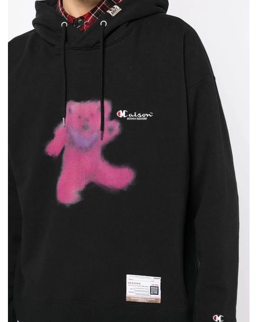 Maison Mihara Yasuhiro Black X Champion Graphic-Print Hoodie for men