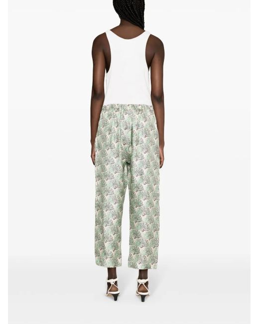 LaDoubleJ Blue Seidenhose Mit Fans-Print