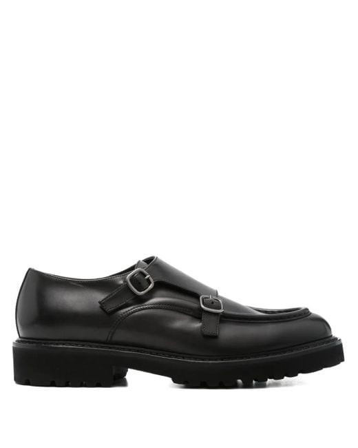 Doucal's Black Double-buckle Monk Shoes for men
