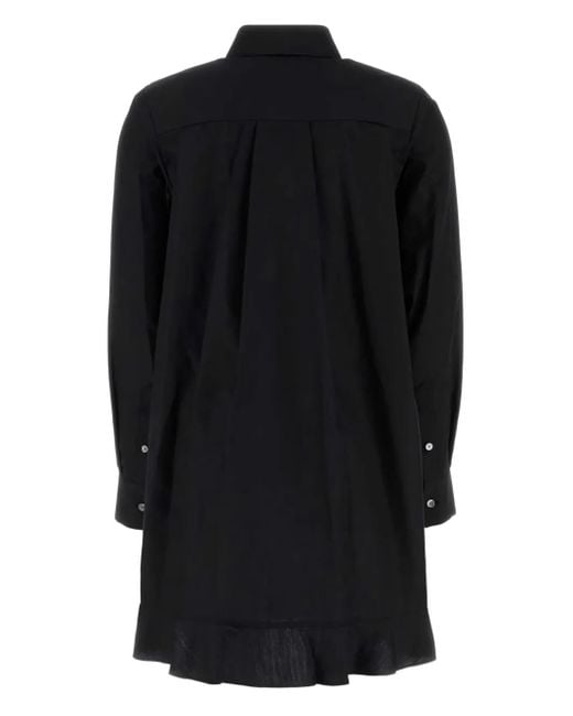Sacai Black Poplin Shirt Dress