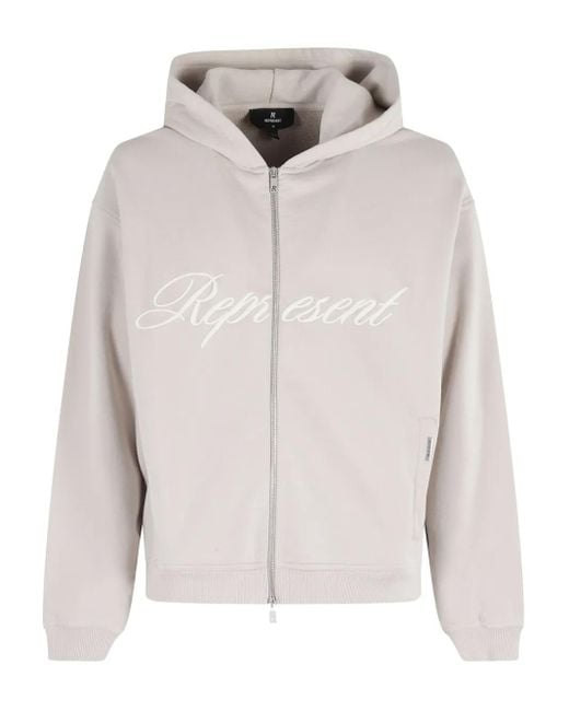 Represent Script Logo Hoodie Met Rits in het White voor heren