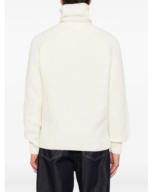 Lacoste White Ribbed-Knit High-Neck Sweater for men