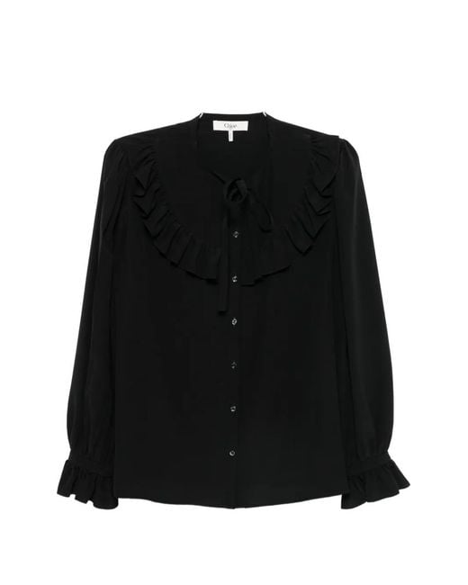 Chloé Black Ruffled-Detail Blouse