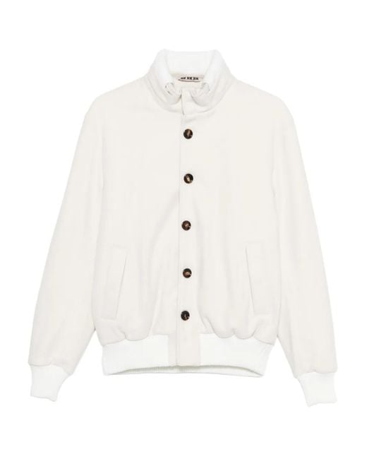 KIRED White Button-Fastening Bomber Jacket for men