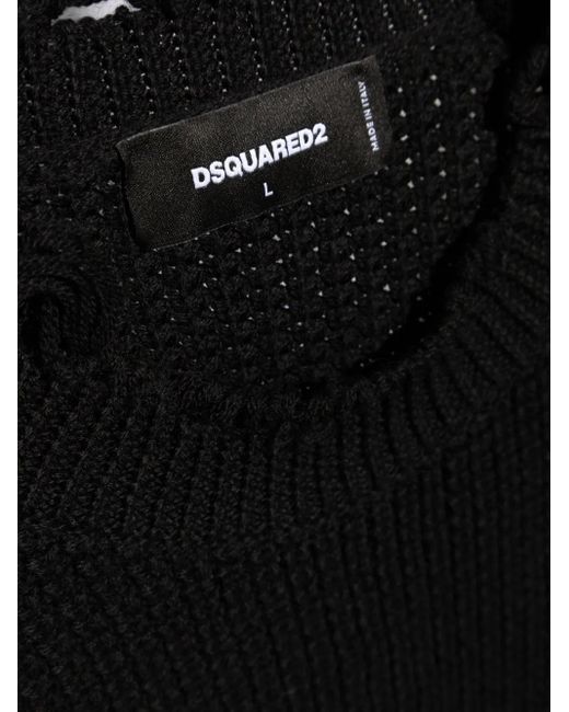 Pull En Maille Gaufrée À Patch Logo DSquared² pour homme en coloris Black