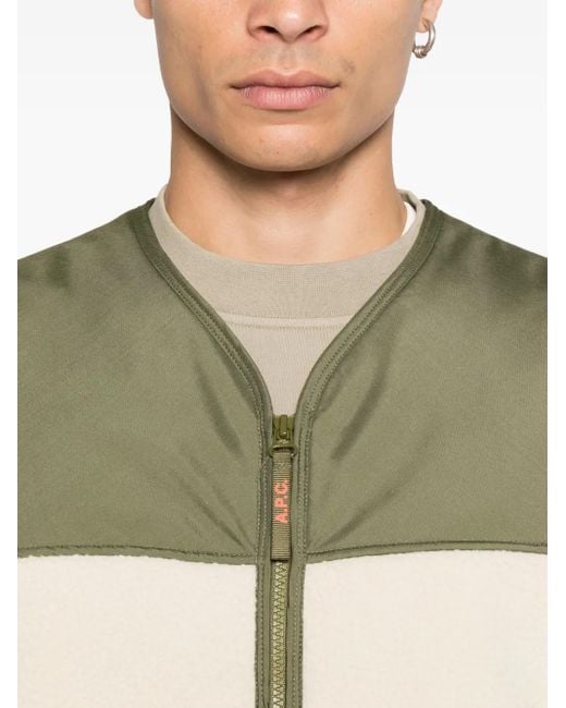 A.P.C. Natural Fleece-Paneled Zip-Up Vest for men