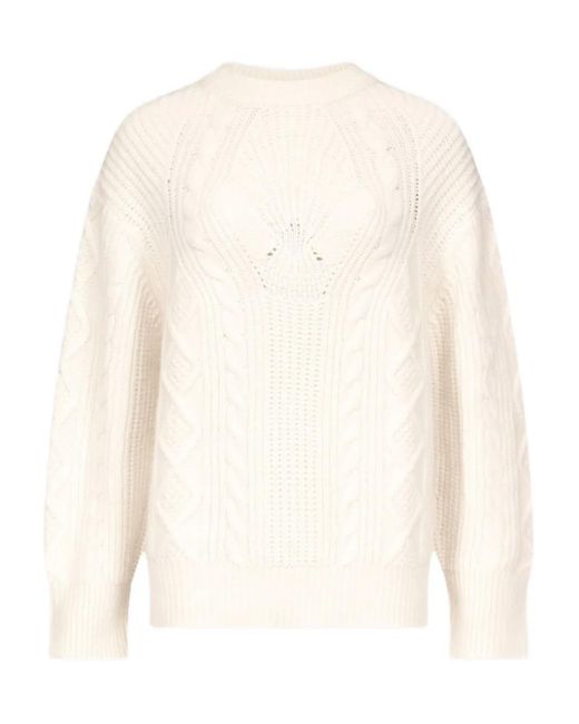 Loulou de Saison White Silva Cable Knit Sweater