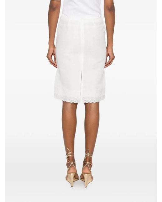 Magda Butrym White Broderie-Anglaise Midi Skirt