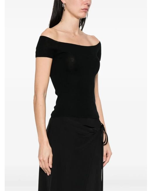 Bompard Black Bardot-Neckline Top