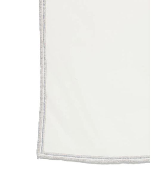 Eleventy White Border Handkerchief for men