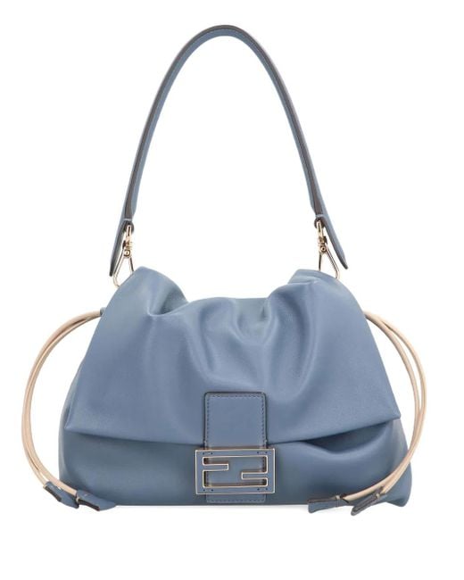 Borsa A Spalla 'Mamma Baguette Media' Con Chiusura Ff Sul Fronte di Fendi in Blue