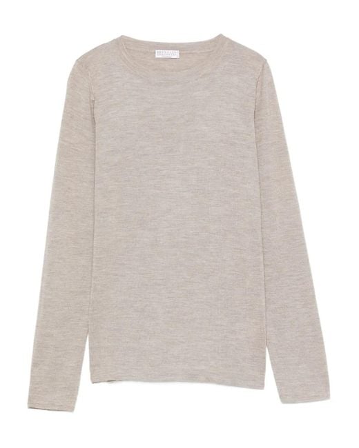 Jersey con cuello redondo Brunello Cucinelli de color White