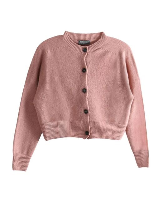 Margaret Howell Pink Button-Front Cropped Cardigan