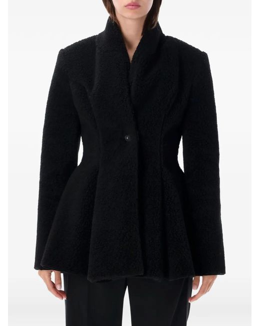 Stella McCartney Black Fleece-Texture Flared Jacket
