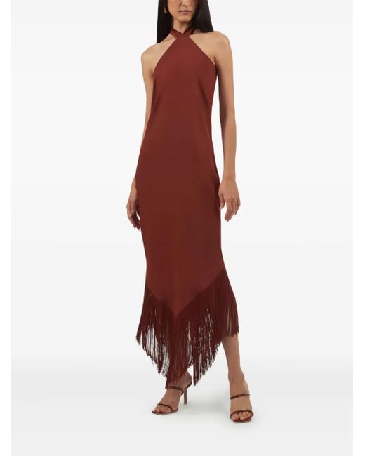‎Taller Marmo Purple Halter-Neck Fringe Dress