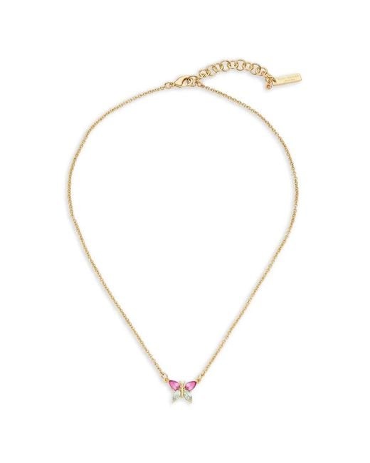 Kurt Geiger White Butterfly-Pendant Crystal-Embellished Necklace