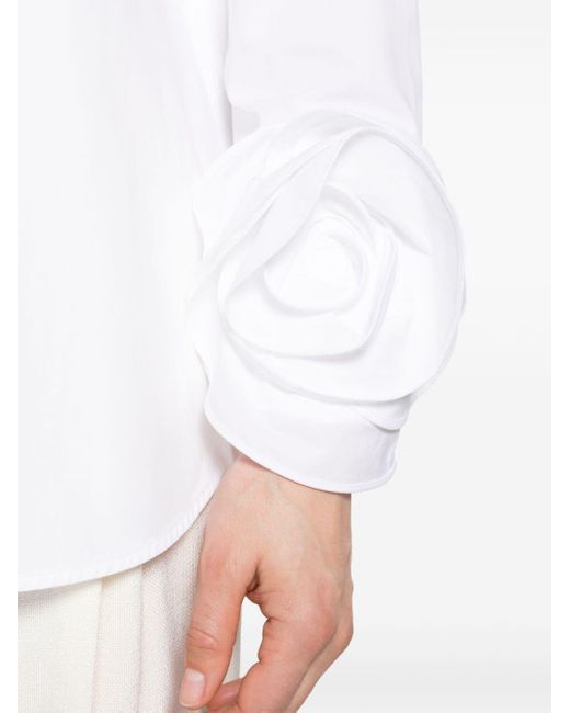Valentino Garavani White Flower-embellished Cotton Shirt