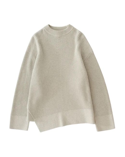 Maglione Verda Asimmetrico A Coste di Studio Nicholson in White