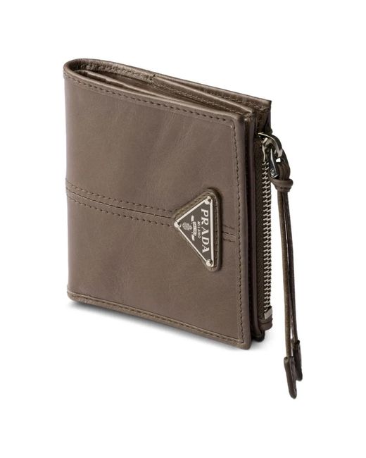 Prada Brown Small Leather Wallet for men
