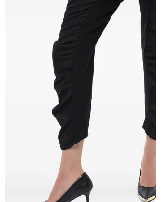 Stella McCartney Black Ruched-Detail Wool Trousers