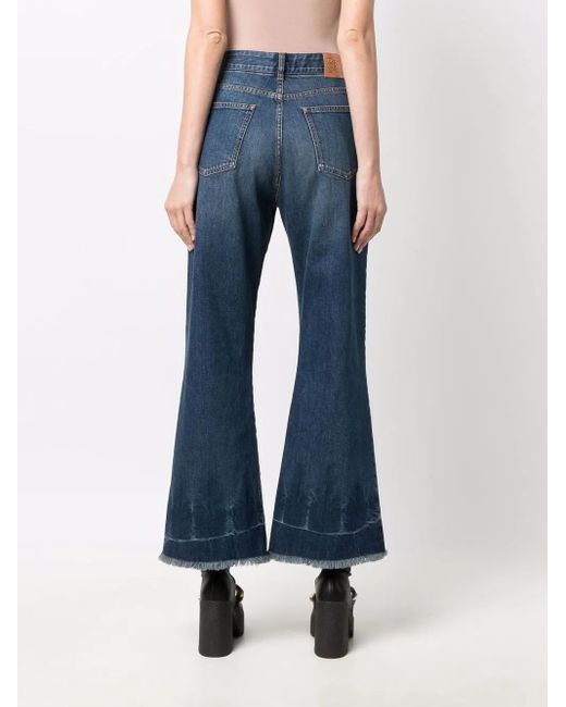 Stella McCartney Blue Flared Crop Denim Jeans