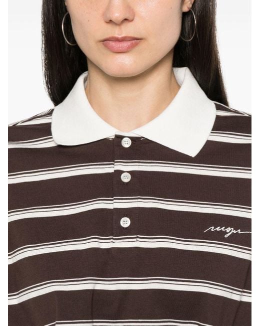 MSGM Black Striped Cotton Polo Top