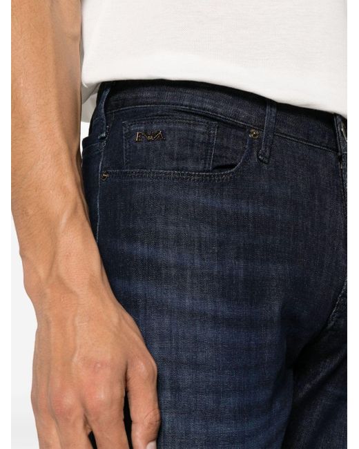 Jeans slim a vita media di Emporio Armani in Blue da Uomo