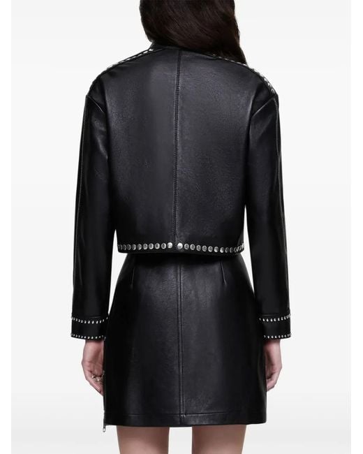 Re/done Black Stud-Embellished Biker Jacket