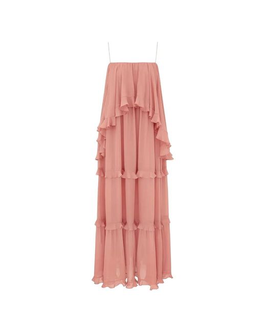 Zimmermann Pink Ruffled Tiered Dress