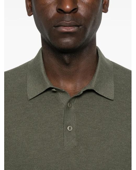 Bompard Green Piqué-Knit Button-Fastening Polo Shirt for men