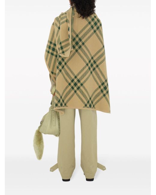 Burberry Green Check-pattern Wool-blend Cape
