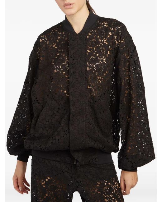 FEDERICA TOSI Black Lace Bomber Jacket