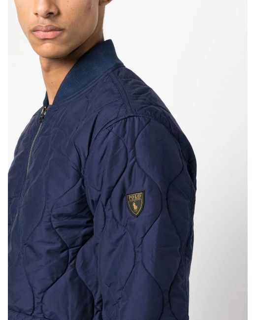 Polo Ralph Lauren Blue Quilted Bomber Jacket for men