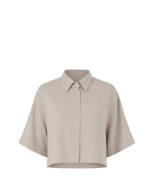 Brunello Cucinelli White Cropped Short-sleeve Shirt