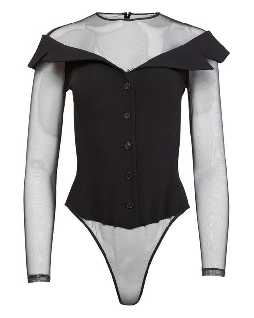 Fleur du Mal Black Button Bodysuit