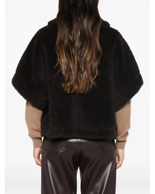 Max Mara Black Button-Up Cape Coat