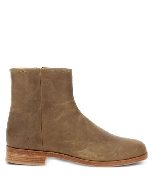 Common Projects Brown Zip-Detail Leather Boots for men