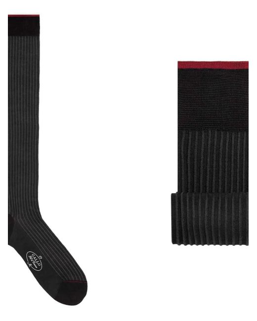 Gallo Black Ribbed Cotton Socks for men
