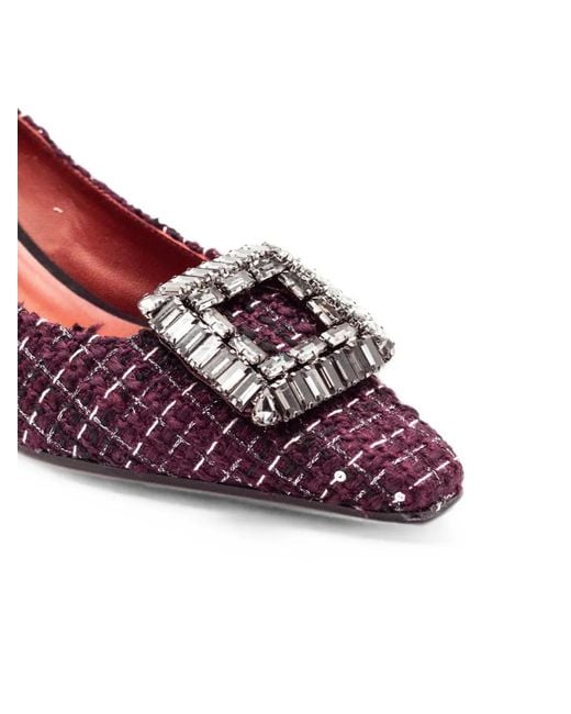 Festamilano Purple Bouclé Heeled Pumps