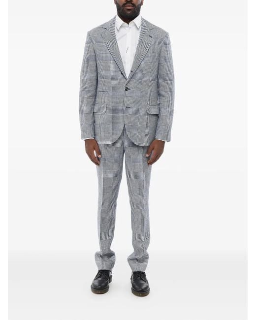 Brunello Cucinelli Gray Checked Single-Breasted Suit for men