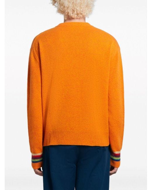 Marni Orange Intarsia-knit Wool Blend Jumper for men