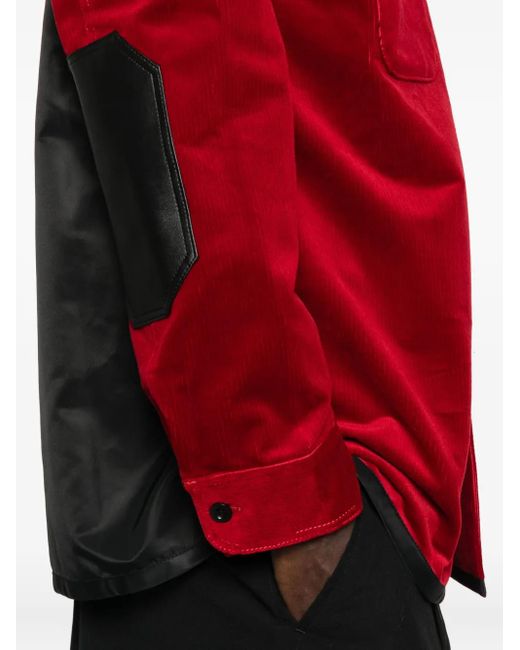 Junya Watanabe Red Panelled Shirt Jacket for men