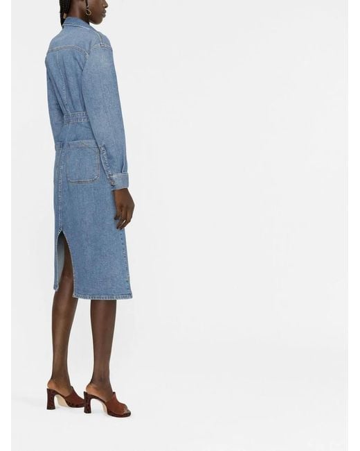 Stella McCartney Blue Belted Denim Shirt Dress