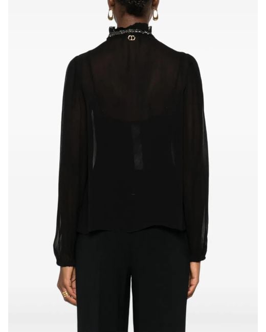 Twinset ラッフル ブラウス Black