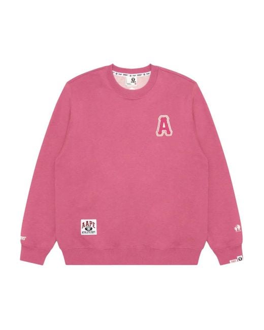 Aape By A Bathing Ape Pink Embroidered-Logo Crew-Neck Sweatshirt for men