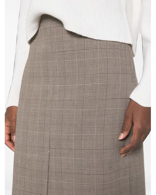 Twinset Gray Check-Pattern Midi Pencil Skirt