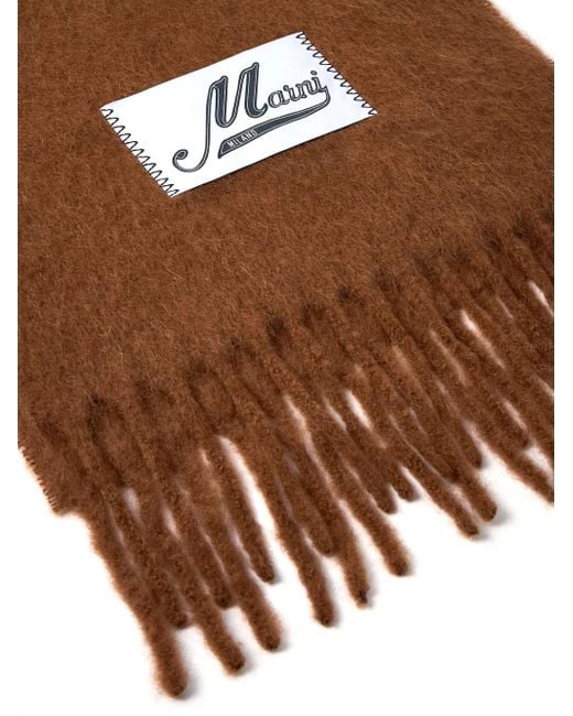 Marni Brown Fringed Rectangle Scarf for men