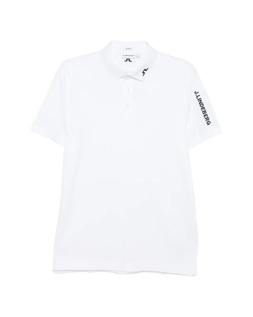 J.Lindeberg White Logo-Detail Polo Shirt for men
